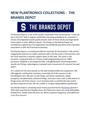 NEW PLANTRONICS COLLECTIONS - THE BRANDS DEPOT
