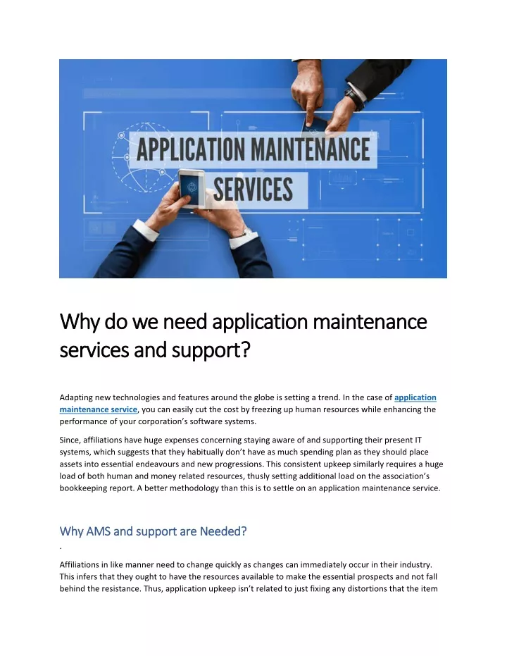 why do we need application maintenance