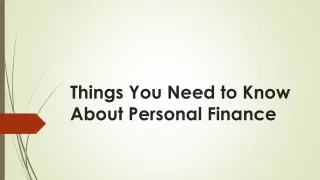 Things You Need to Know About Personal Finance