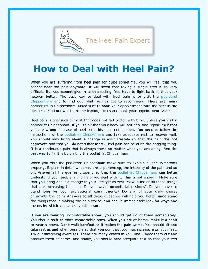 how to deal with heel pain