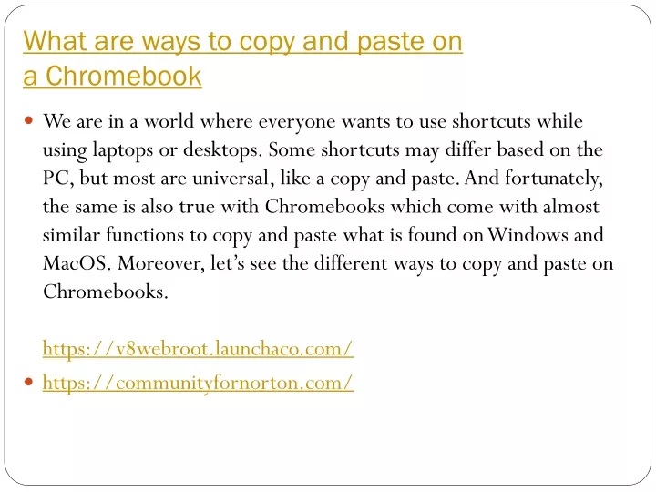 what are ways to copy and paste on a chromebook
