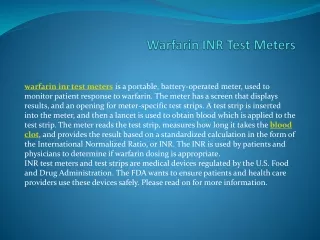 Warfarin INR Test Meters
