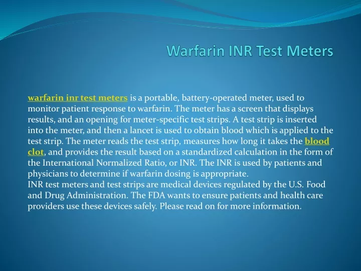 warfarin inr test meters