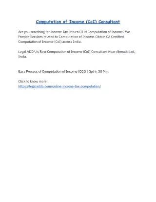 computation of income coi consultant