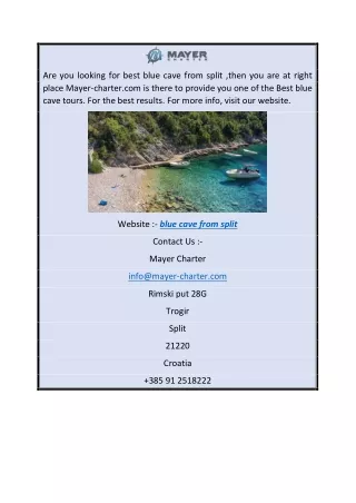 Blue Cave From Split | Mayer-charter.com