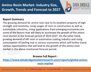 Amino Resin Market | In-depth Research on Market Business Status, Industry Trend