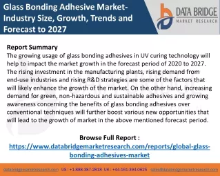 Glass Bonding Adhesive Market : Analysis by Product Types, Application, Region