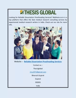 Reliable Dissertation Proofreading Services | Mythesis.co.in