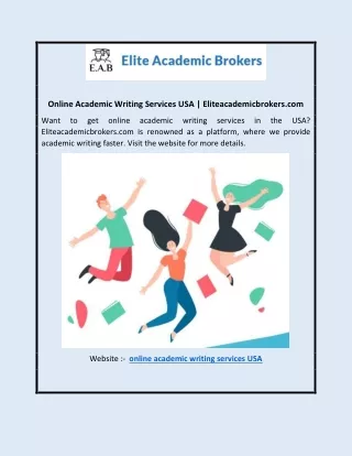 Online Academic Writing Services USA | Eliteacademicbrokers.com