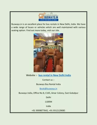 Bus Rental in New Delhi India | Busways.in