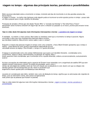 curiosidades sobre a viagem no tempo