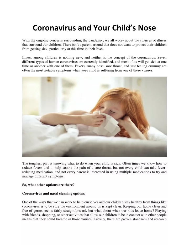 coronavirus and your child s nose