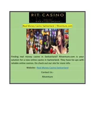 Real Money Casino Switzerland  Ritventure.com