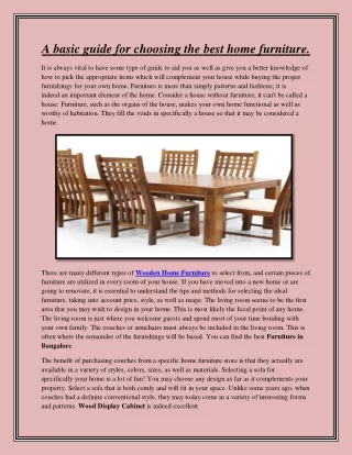 a basic guide for choosing the best home furniture