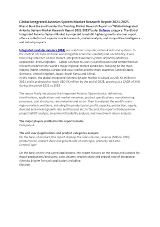 global integrated avionics system market research