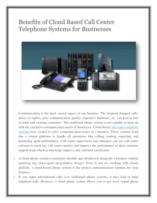 benefits of cloud based call center telephone