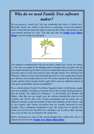 Why do we need Family Tree software maker