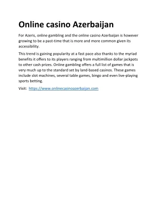 Online casino Azerbaijan