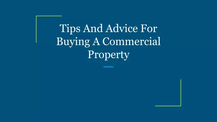 tips and advice for buying a commercial property