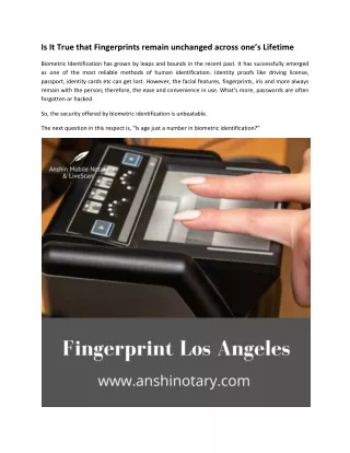 Is It True that Fingerprints remain unchanged across one’s Lifetime