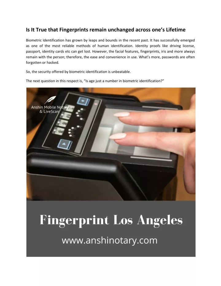 is it true that fingerprints remain unchanged