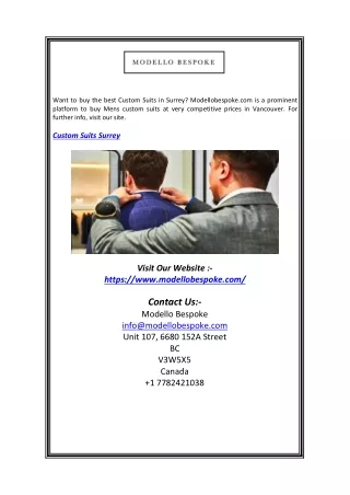 want to buy the best custom suits in surrey
