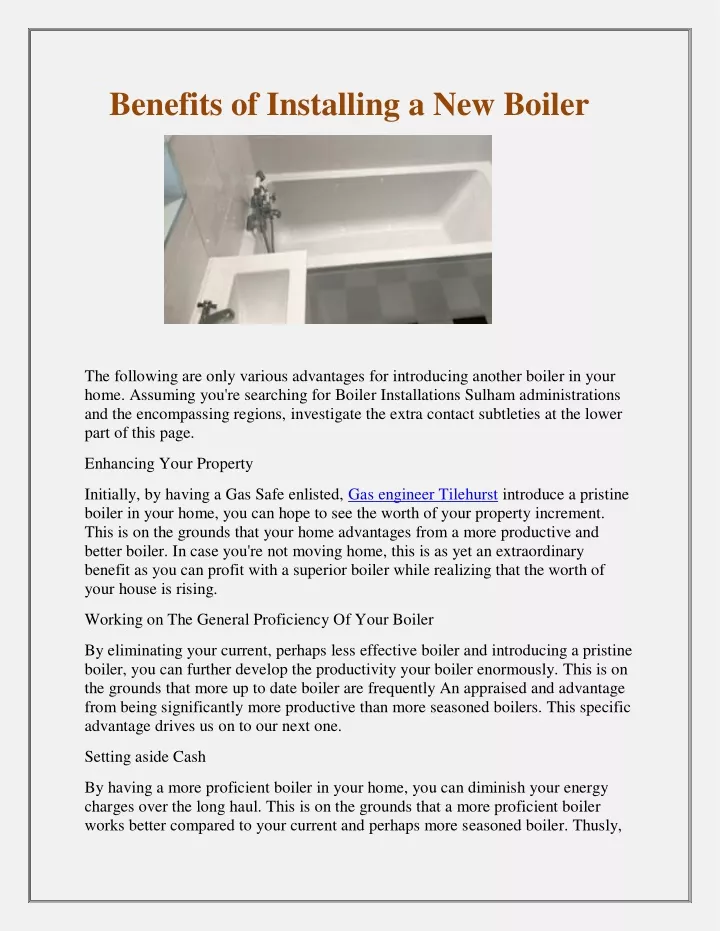 benefits of installing a new boiler