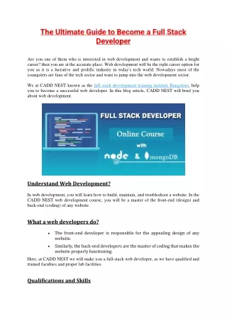 The Ultimate Guide to Become a Full Stack Developer