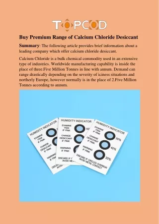 Calcium Chloride Desiccant - topcod-drypack.com