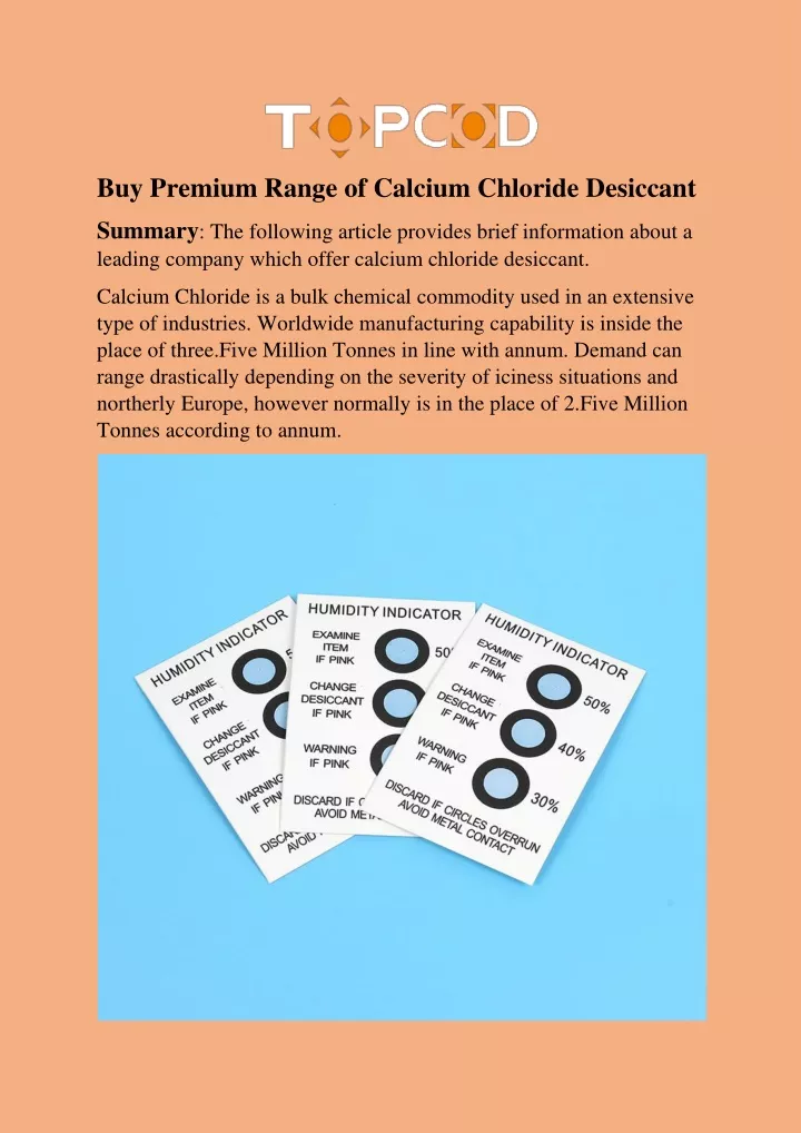 buy premium range of calcium chloride desiccant