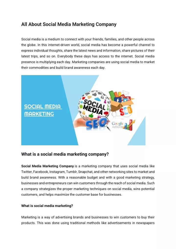 all about social media marketing company