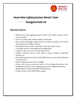 home solar lighting system 20watt | Solar EnergieTechnik Ltd