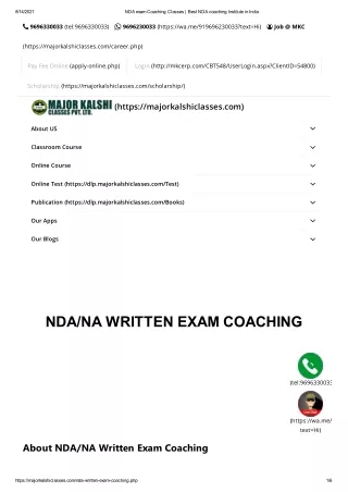 Best NDA coaching centre in India | Major Kalshi Classes
