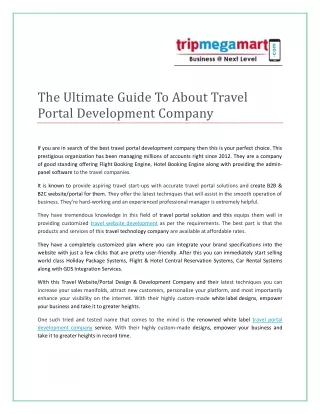 Best Travel Portal Development Company