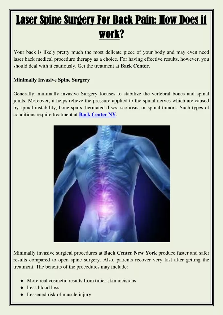 laser spine surgery for back pain how does