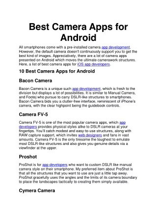 best camera apps for android