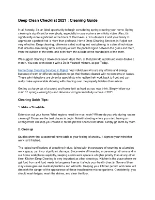 Deep Clean Checklist 2021 - Cleaning Guide