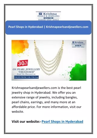 Pearl Shops in Hyderabad | Krishnapearlsandjewellers.com