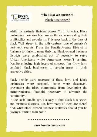 why must we focus on black businesses