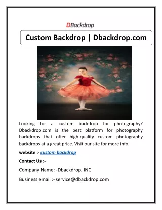 Custom Backdrop | Dbackdrop.com
