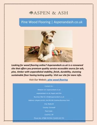 Pine Wood Flooring | Aspenandash.co.uk