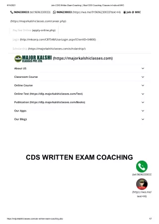 Best CDS Coaching in India | Major Kalshi Classes