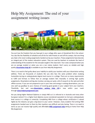 help my assignment the end of your assignment
