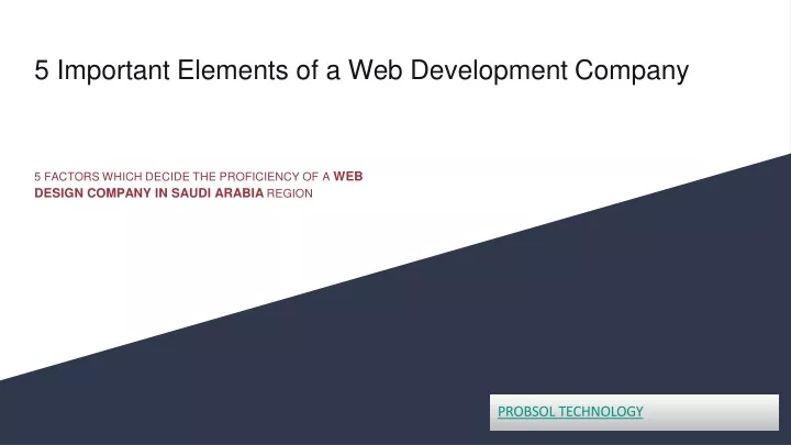 5 important elements of a web development company