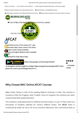 Best AFCAT Online Coaching | AFCAT SSB Centre | Major Kalshi Classes