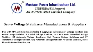 Top Quality Servo Voltage Stabilizers Manufacturers & Suppliers