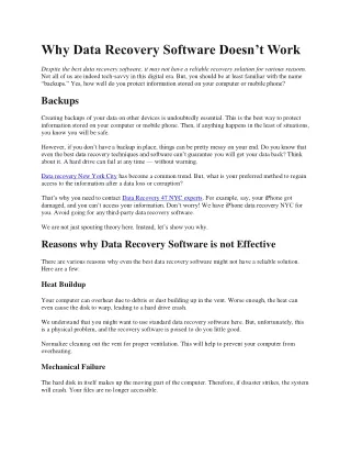 why data recovery software doesn t work