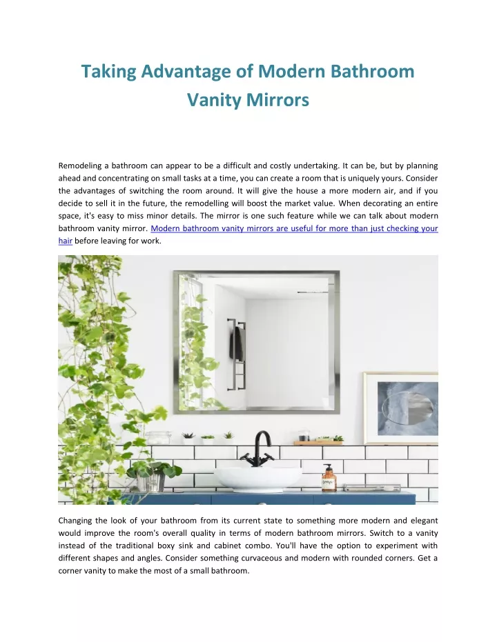 taking advantage of modern bathroom vanity mirrors
