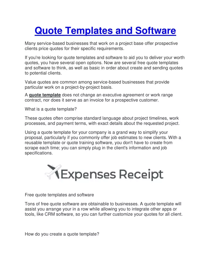quote templates and software