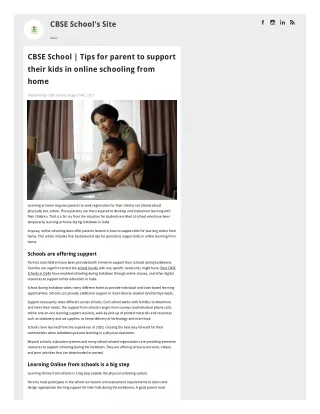 Tips for parent to support their kids in online schooling from home